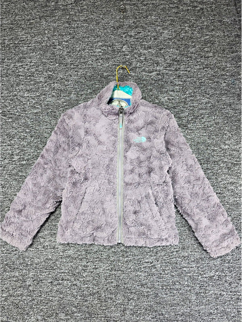 The North Face Girls Reversible Fleece Puffer Jacket Blue/Gray Size 7